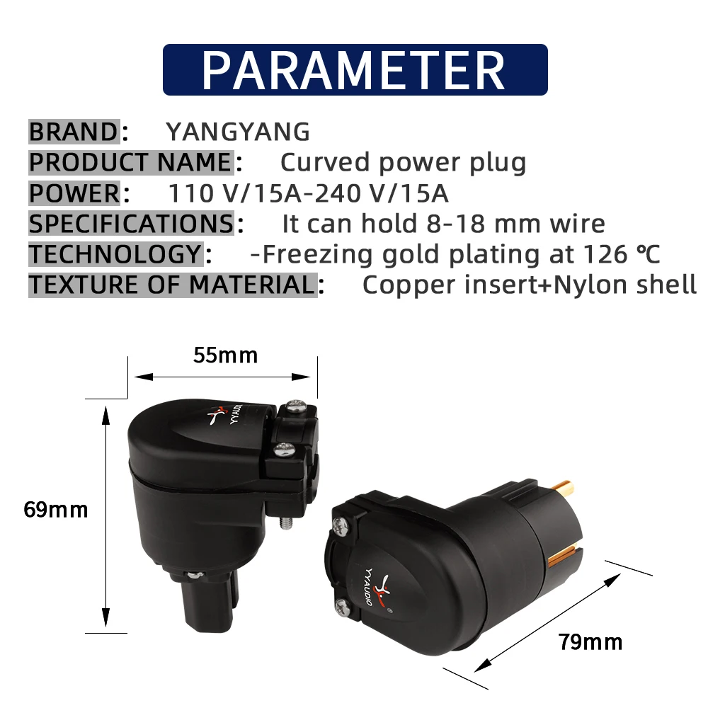 Elétrico de Corrente Revestimento de Cobre Plugue de Conector Yyaudio Dispositivo Alta Fidelidade Puro Ouro Rodio ac Fêmea Macho eu Iec Fi-uk Britânico - Image 5