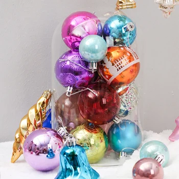 

60-70PCS Christmas Decorations Assorted Shatterproof Christmas Ball Jewelry Plastic Hanging Ball Pendant Snowflake