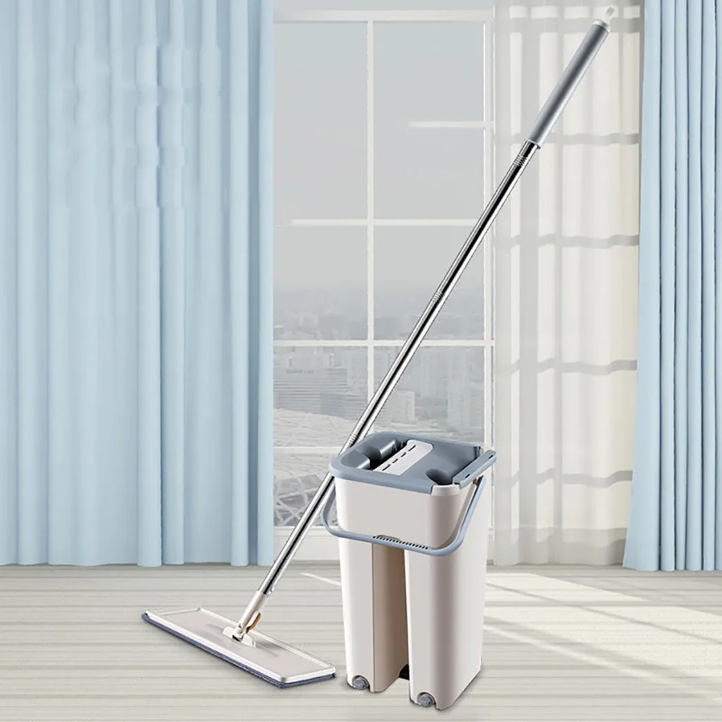 

Hot Sale Sided Non Hand Washing Flat Mop Wooden Floor Mop Dust Push Mop Home Cleaning kitchen tools Up cleaning accessorie 2019