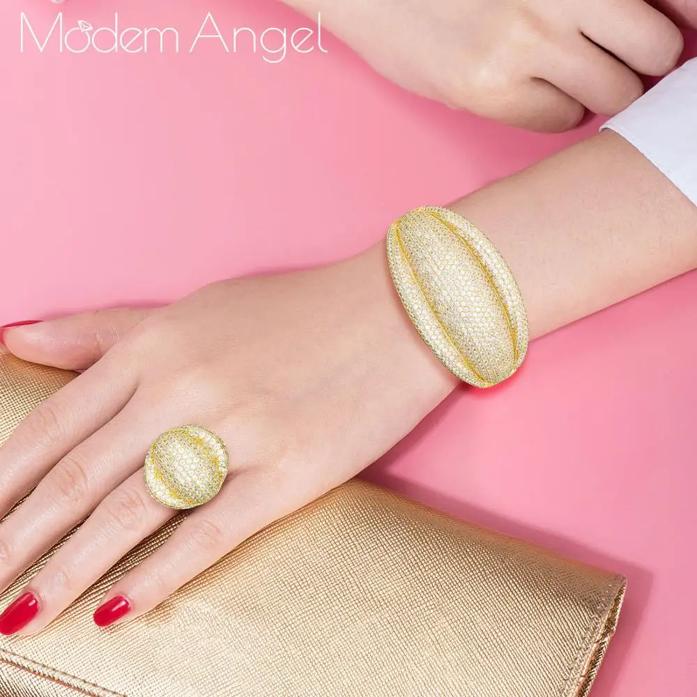 Женские свадебные с кубическим Цирконом ModemAngel трехтоновый медный браслет на