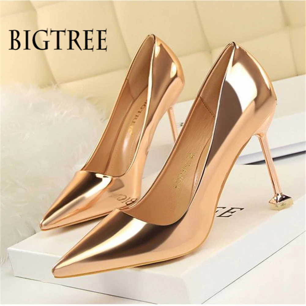 

2018 European style retro shoes with high heels fine high-heeled pointed sexy nightclub show thin shallow mouth shoes