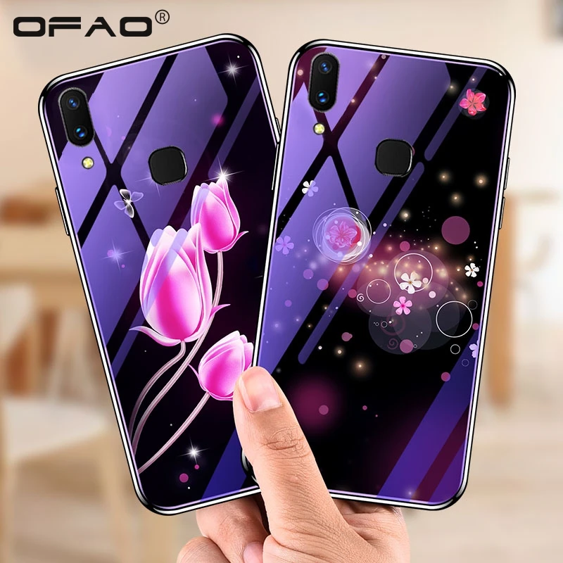 Стеклянные Чехлы для Samsung Galaxy A10 A10s SM-A105F SM A105F A107F голубой тюльпан роскошный чехол