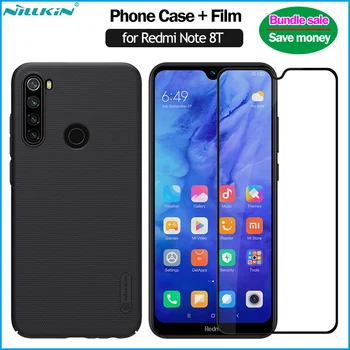 

Nillkin Frosted Case + Full Covered Tempered Glass for Xiaomi Redmi Note 8T Case with Screen Protector Full Coverage Film 8T