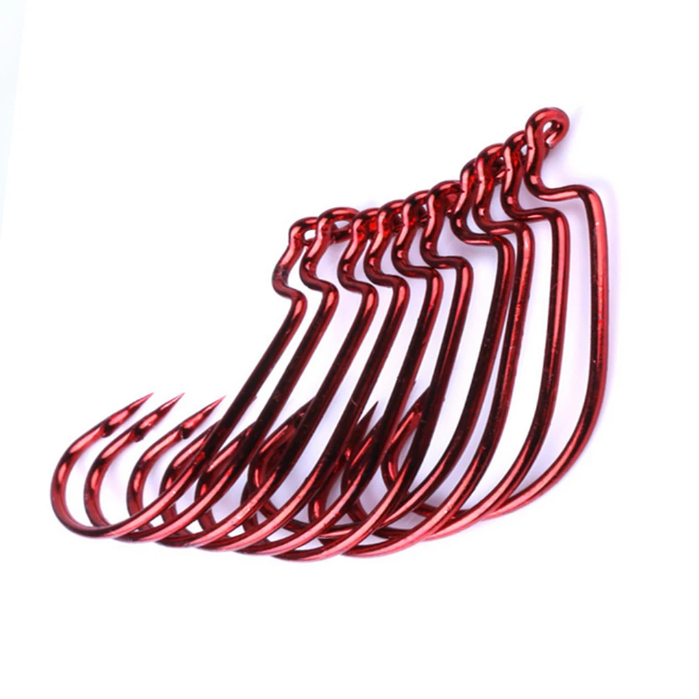 51PCS Fishing Hooks Metal Worm Senko Bait Jig Offset Hooks Plastic Box Set Fishing Accessory