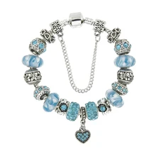 Модные ювелирные изделия браслеты, DIY браслет из сплава с бусинами, в форме сердца кулон браслет подарок на день Святого Валентина