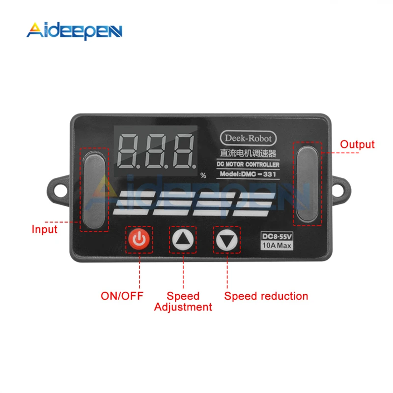 DC 8V-55V 10A DMC-331 Mini LED Digital Motor Speed ​​Regulator 12V 24V 36V 48V Motor Speed Controller