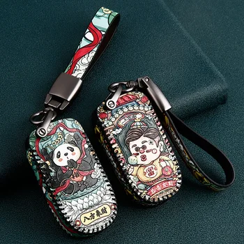 

Genuine Leather Car Key Case for JEEP Renegade Compass Patriot Grand Cherokee Wrangler Liberty Remote Cover Chain Accessories