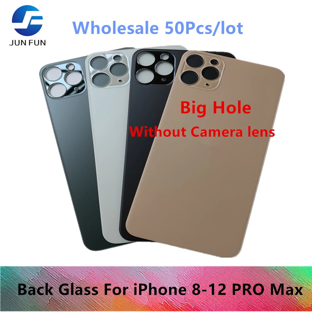 

50pcs/lot High Quality Big Hole Back Glass Battery Cover For iPhone 8 PLUS X 12 mini 11pro 11 pro max XS XR Rear Door Housing