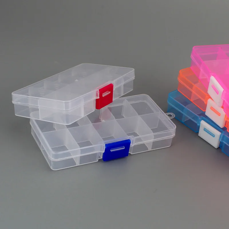 10 ячеек красочный портативный ящик для хранения ювелирных изделий контейнер кольцо электронные части винтовые шарики Органайзер пластиковая коробка