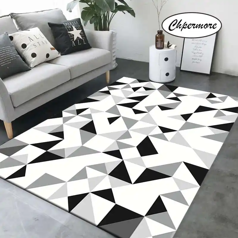 Chpermore Black and white Simple Large Carpets feather decoration