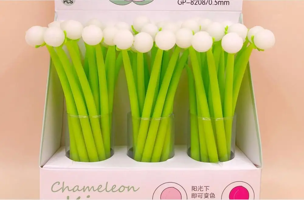 sunlight change color peach gel pen cute cartoon neutral pen student prize office black writing pen promotion gift pen 48pc/lot