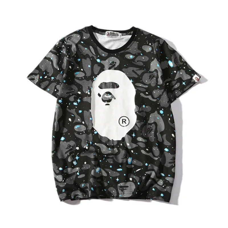 

Summer New Style Japanese-style Popular Brand Camouflage Night Light Star Short Sleeve T-shirt Men's