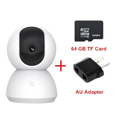Newest Xiaomi Mijia Mi Smart Cam Cradle Head Version 1080P HD 360 Degree Night Vision Webcam IP Camcorder WIFI App Control - Цвет: AU Adapter And 64GB