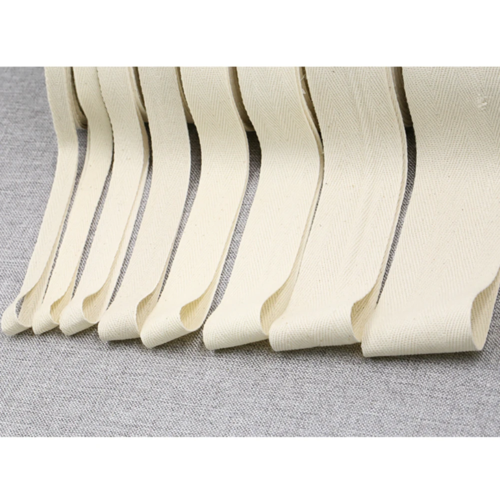 Ribbon Decoration Supplies 100% Cotton Zakka Herringbone Tape Taping Package Ribbon 10MM 15MM 20MM 25MM 30MM 50YARD/SET