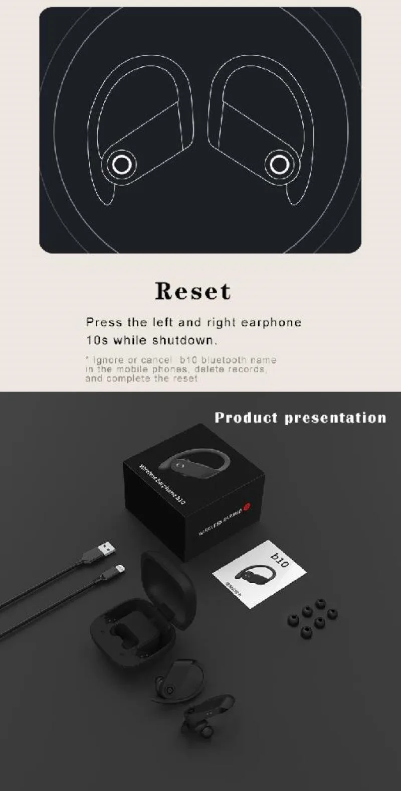 B10 TWS Bluetooth наушники беспроводные стерео наушники ушные крючки гарнитура спортивные ушные крючки настоящие Беспроводные наушники с микрофоном PK HBQ Q62 D7