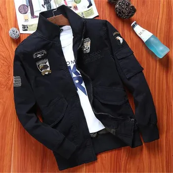 

New spring and autumn thickened men's military uniform top stand collar slim jacket tough guy jackets Outerwear Coat