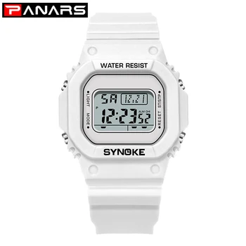 

PANARS 9 Colors Unisex Watch 2019 Digital White Transparent Watch Sports waterproof watch Men PU Strap Color Electronic Watches