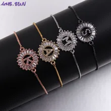 MHS. SUN модный кубический цирконий 26 буквенный браслет Шарм A-Z цепочки с буквами браслеты для женщин ювелирные изделия подарок регулируемый 1 шт