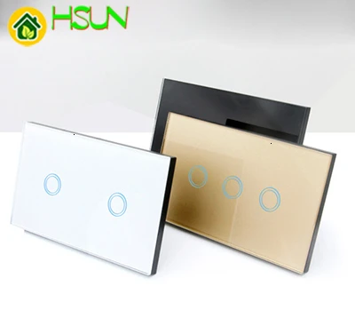120 type US /AU Standard Touch screen Switch 3 Gang Glass Touch Switch 110-240V Light Sensor Waterproof Switch remote control