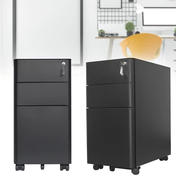 Best 3 Drawers Mobile Pedestal Metal File Cabinet With Lock Multifunction Storage For Office TP899