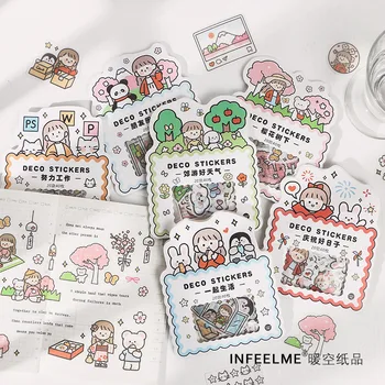 

40 Pcs/set Kawaii Stickers Cute Cartoon Girl Bear Journal Stickers Scrapbooking Diary Decorative Stationery Stickers