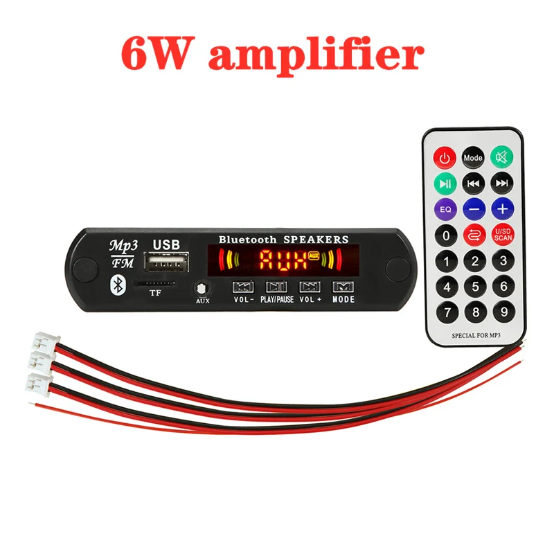 

DC 5V 2*3W Amplifier Bluetooth 5.0 MP3 Player Decoder Board 5V Car FM Radio Module Support FM TF USB AUX Handsfree Call Record