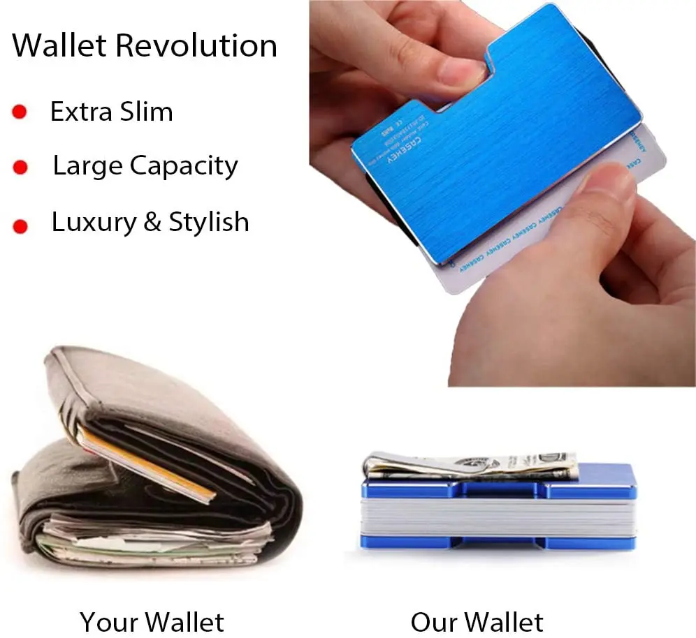 Casekey Slim Men Card Holder Aluminum RFID Credit Card Wallet Case, Up to 25 Cards & 15 Bills