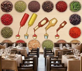

CJSIR Papel De Parede Custom Wallpaper Mural Nostalgic Spice Seasoning Sauces Kitchen Restaurant Background 3d Wall Paper