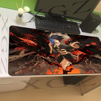 

XGZ Anime Mask Girl Large Game Mouse Pad Precision Black Lock-Edge Office Computer Desk Mat Rubber Stripe Slippery 60x30/90x40