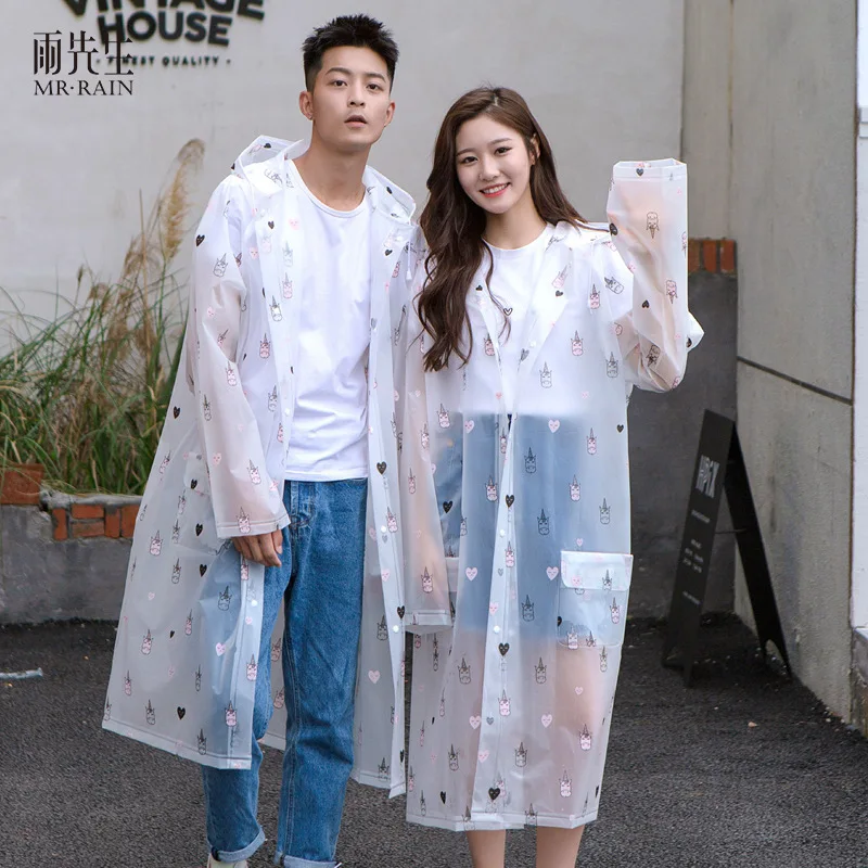 

Fashion Male Female Printed Raincoat Translucent Adult Rainwear Outdoor Waterproof Thickened Universal Rain Coat Outwear Coat