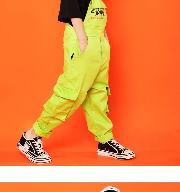 Kid Hip Hop Clothing Black Casual T Shirt Tops Loose Bib Pants for Girls Boys Jazz Dance Costumes Ballroom Dancing Clothes Wear