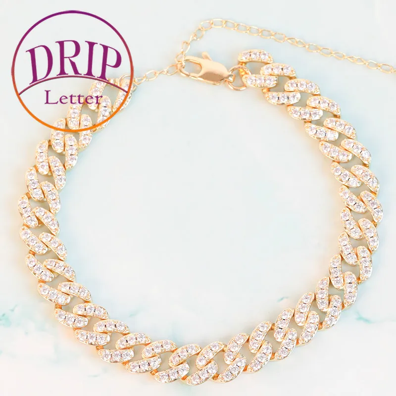 

Женский браслет с покрытием из настоящего золота в стиле хип-хоп, 10 мм