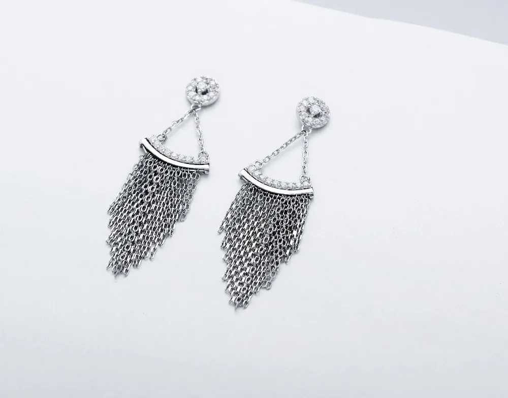 S925 sterling silver long chain earrings (2)