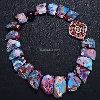 

GuaiGuai Jewelry 19" Top-Drilled Red Agate Red CZ Onyx Clasp Necklace