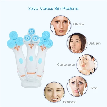 

Sonic Silicone Face Brush Waterproof Design Skin Cleanser Spin Brush Set Tool For Remove Acne Portable Deep Facial Cleansing