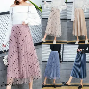 

5 Color Boho Women's Cute Tutu Tulle A line Mesh Fabric Skirts Short Prom Party Knee Length Pleated Skirts