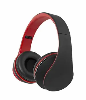 

Contact LXAUDBT01 - Auriculares de Diadema inalámbrico, Color Negro y Rojo