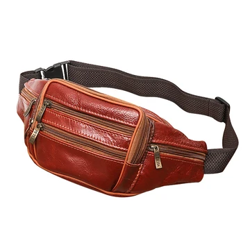 

Unisex Sports Breast Package Waist Bag Travel Shoulder Fanny Pack PU Leather Large Capacity Fashion Messenger Belt Zipper Pocket