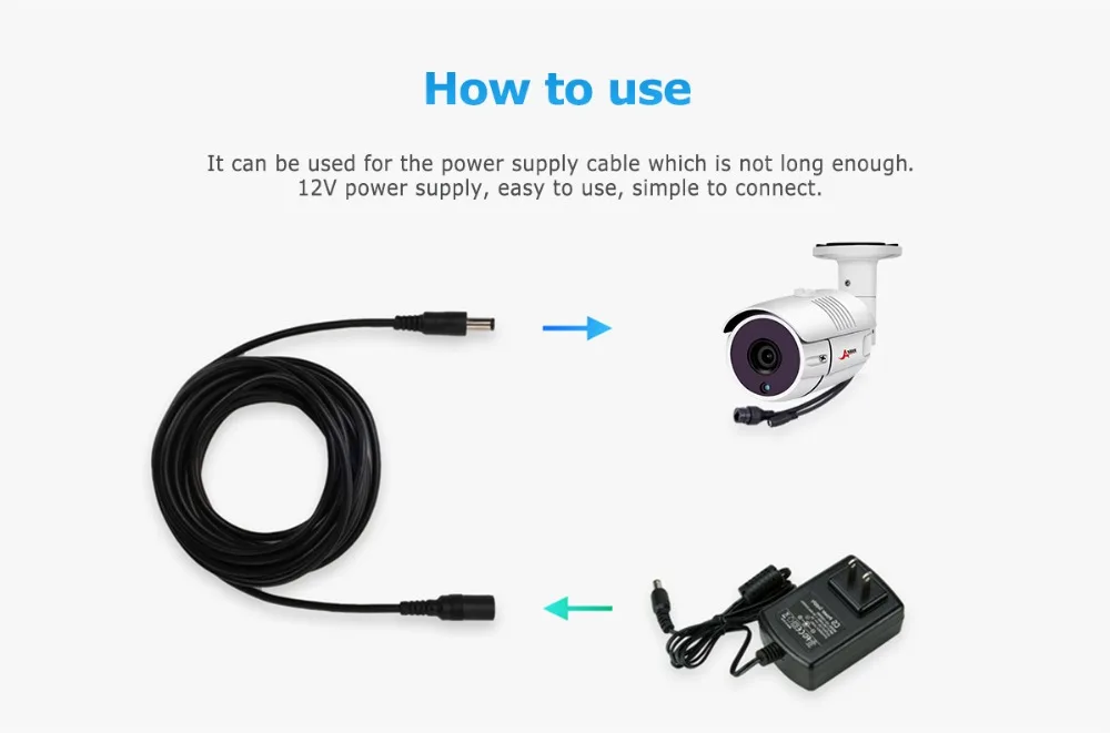 Dc12в удлинитель питания 5,5 мм x 2,1 мм соединитель папа-мама для CCTV камеры безопасности черный цвет 3M 5 м 10 м кабель питания