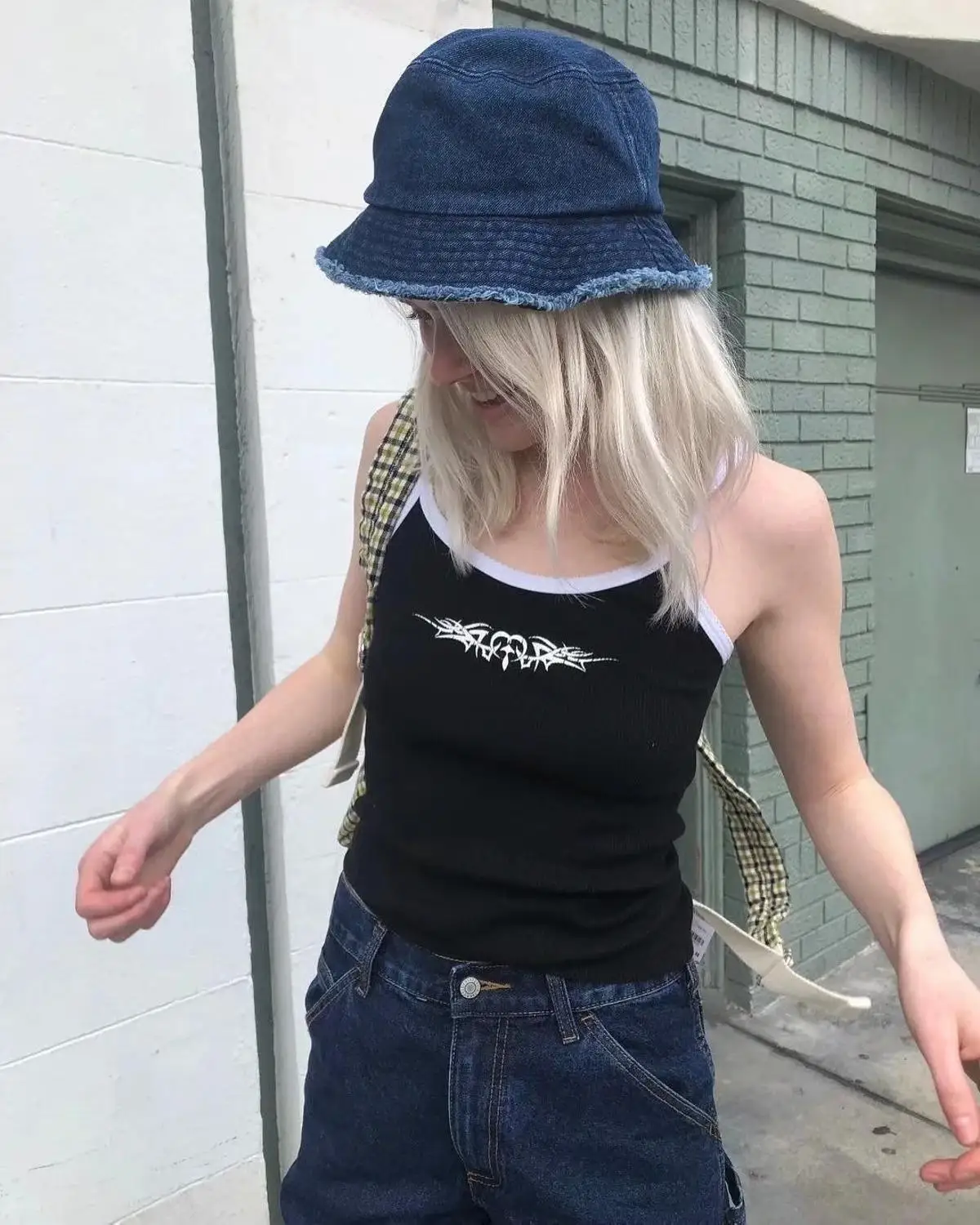 Jenny&Dave  loose boyfriend jeans mom jeans woman england high street ins blogger vintage pockets cargo high waist  for women