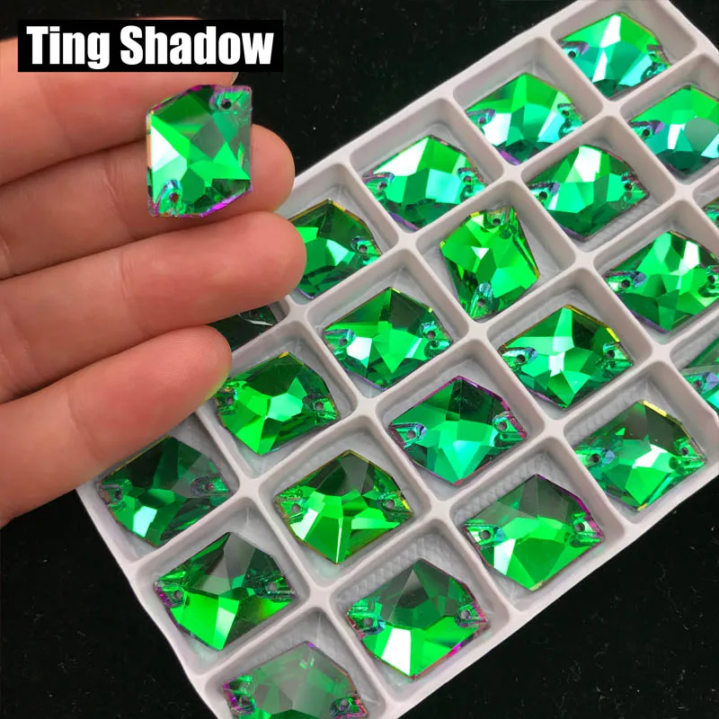 green frame Изумрудно-K9 космический flatback пришить стеклянные кристаллы, стразы с отверстиями DIY платье гимнастический костюм Танцы костюм ювелирные изделия аксессуары - Цвет: green frame