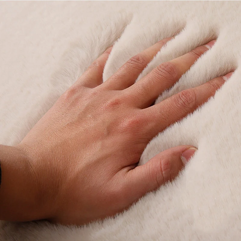 Thickened Rabbit Fur Round Carpet For Living Bedroom Home Decor Solid Color Rug Coffee Table Foot Mats White Fluffy Plush Carpet