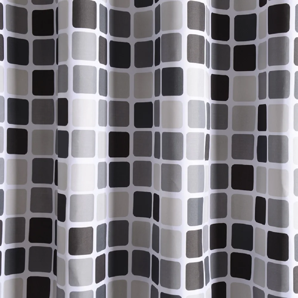 

Waterproof Mosaic Style Bathroom Shower Curtain Thick Polyester Mildew Proof Bath Tub Curtain with 12 pcs Hooks