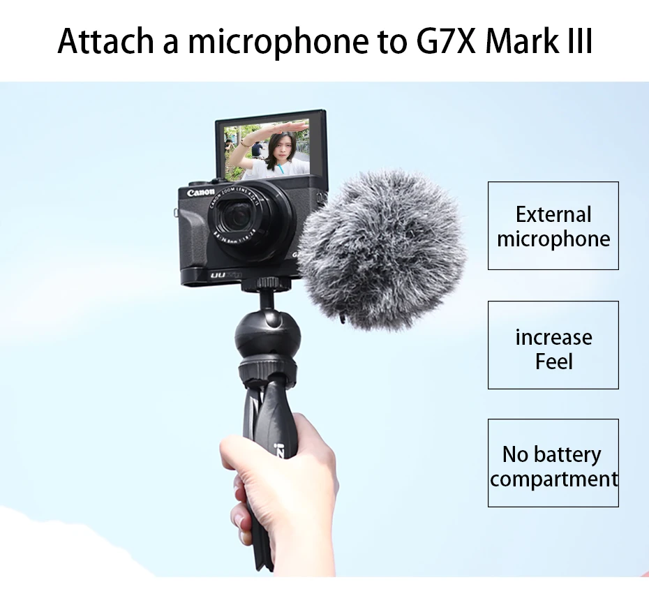 Vlog металлическая L Пластина для Canon G7XMark III удлиненное крепление с холодным башмаком для микрофона 1/4 винт для штатива