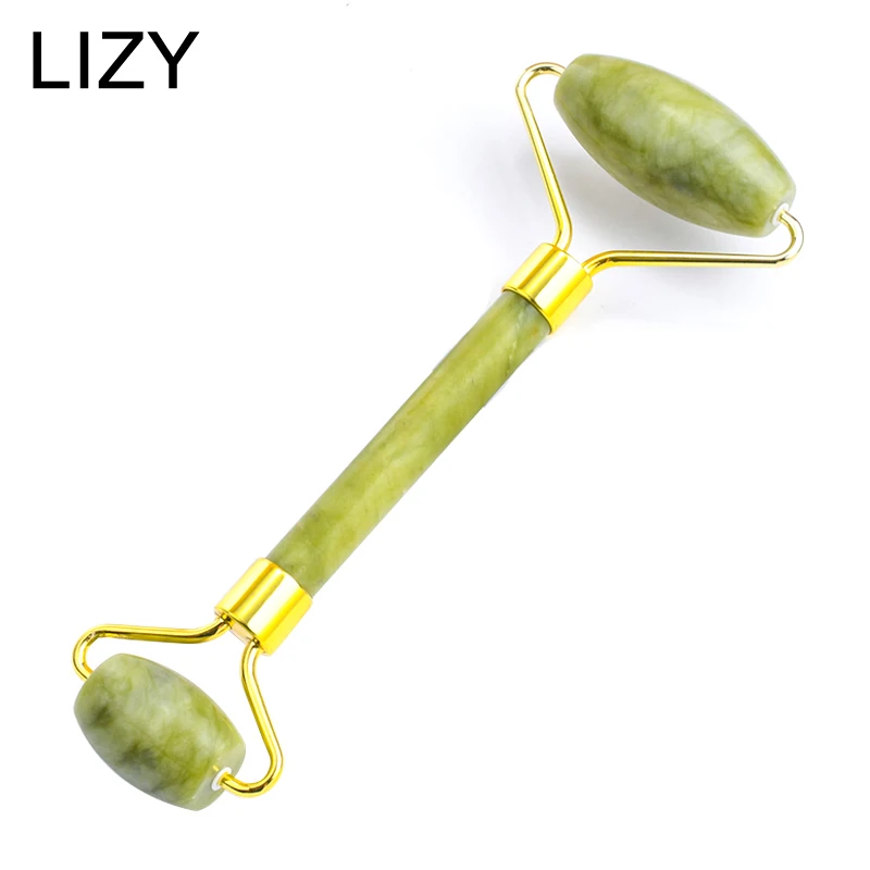 

LIZY Двойные головки ролик для массажа лица доска гуаша Темный нефрит камень подтяжка лица кожи тела Релаксация похудения Красота шеи тонкий инструменты