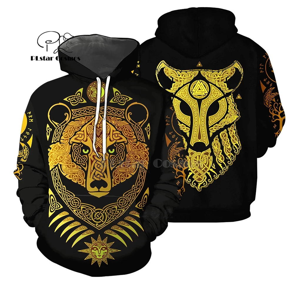 

PLstar Cosmos Viking Tattoo 3D All Over Printed Shirts Tees 3D Print Hoodie/Sweatshirt/Zipper Man Women Bear wolf cross Tattoo
