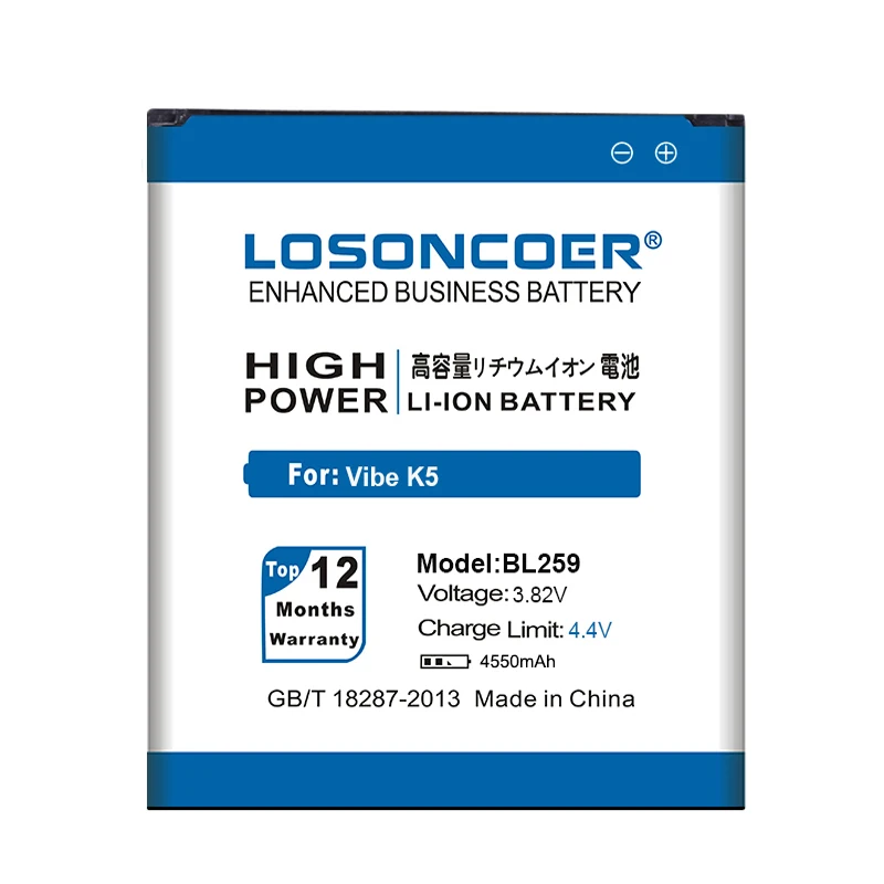 LOSONCOER BL259 4550 мА/ч, Батарея для lenovo vibe k5 plus Батарея K32C36 K32C30 Lemon 3 3S vibe k5 A6020a40 A6020 A40 в 6020a40