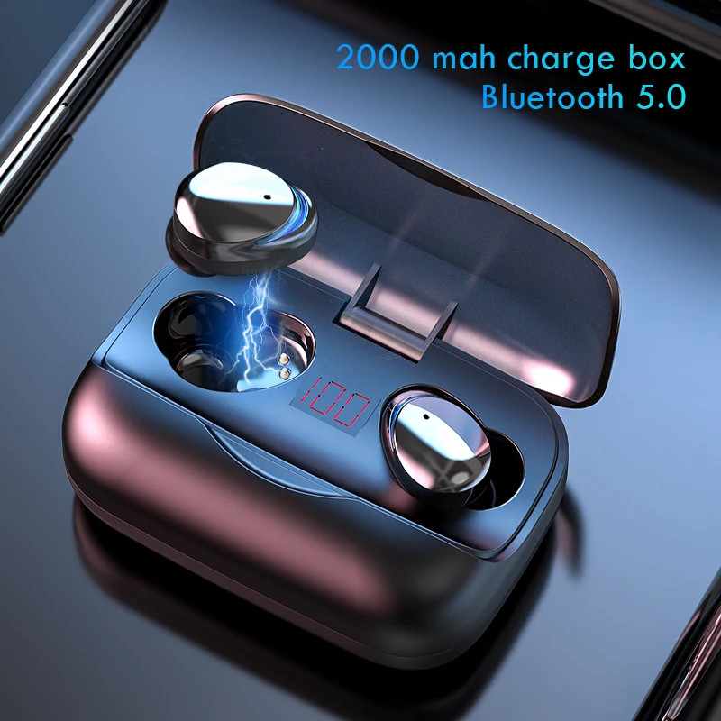 

Wireless Headphones Touch Control TWS Bluetooth 5.0 Earphones 9D Stereo LED Display Sports Waterproof Headphone With Microphone
