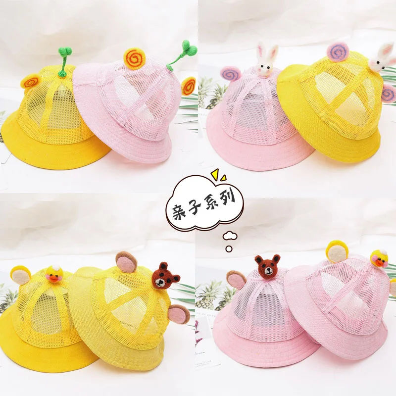 

Parent And Child Series Children Baby Hat Summer New Style Bean Sprouts College Style Sun-resistant Mesh Cap Cartoon Breathable