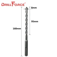 Drillforce – jeu de 5 mèches pour le béton, le carrelage, le verre, la céramique, 6/8/10/12mm, embout en carbure, SDS Plus foret pour la maçonnerie, 160mm 4